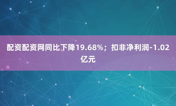 配资配资网同比下降19.68%；扣非净利润-1.02亿元